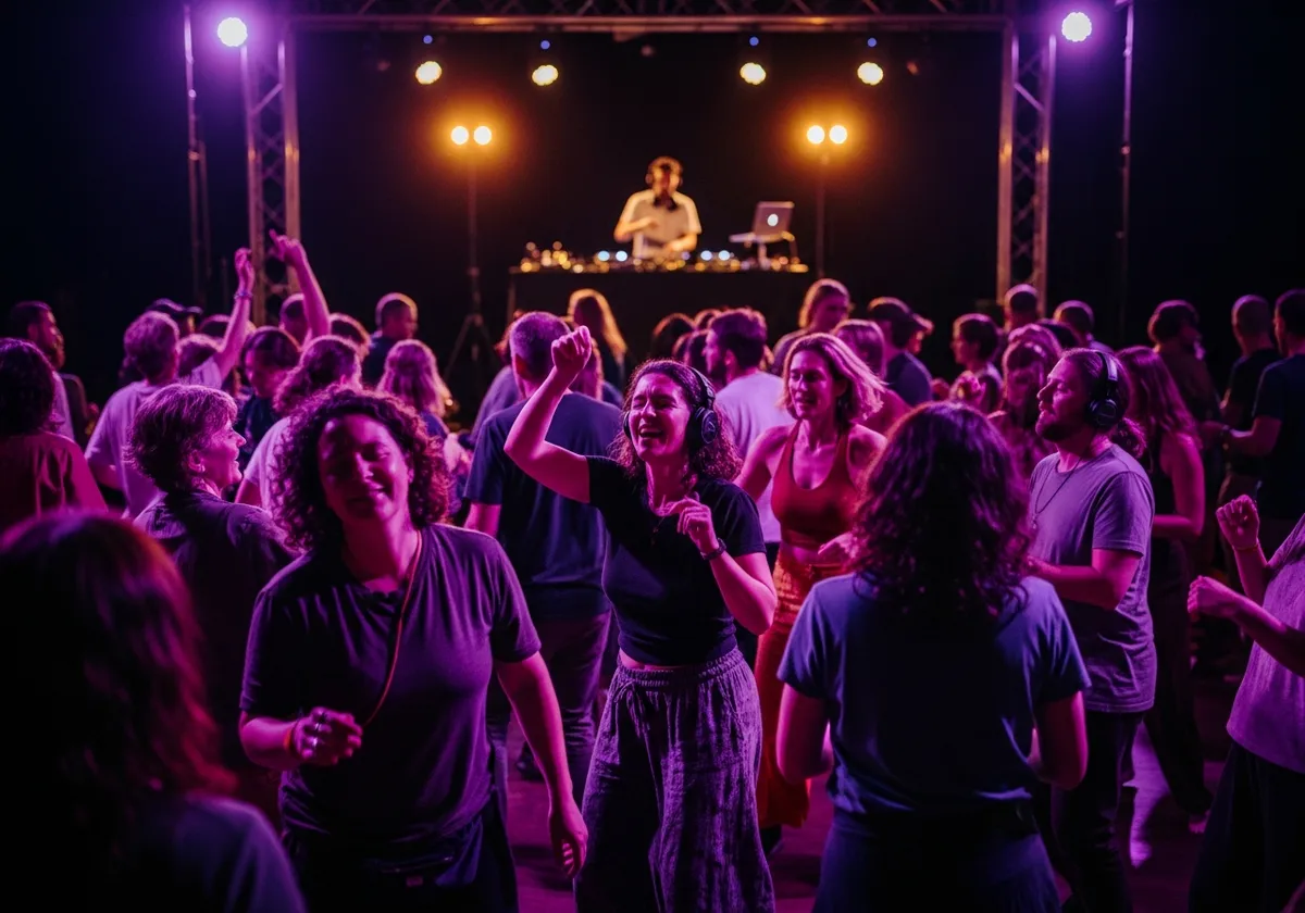 Dancing crowd with DJ